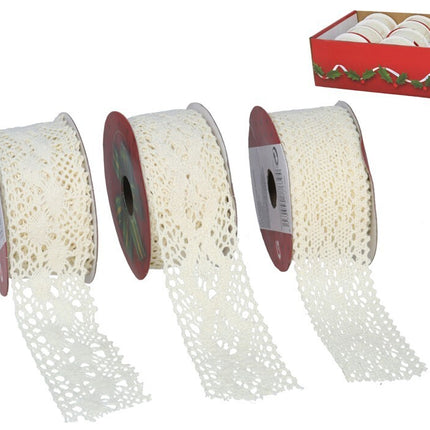 Fita decorativa de renda bege para decorações de Natal