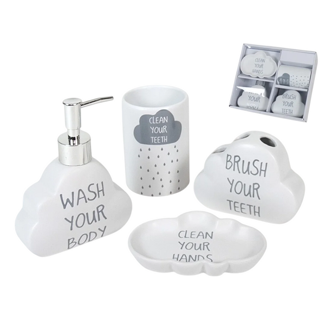 Set de Baño de Cerámica con Forma de Nube Bath & Go - 4uds