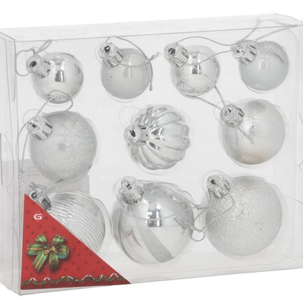 Set de Bolas Navideñas Plateadas - Decoración Elegante (10 Unidades)