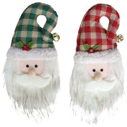 Adornos Navideños Colgantes de Santa con Gorros a Cuadros
