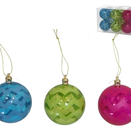Set de 16 Bolas Navideñas Multicolor con Diseño Zigzag - Decoración Festiva