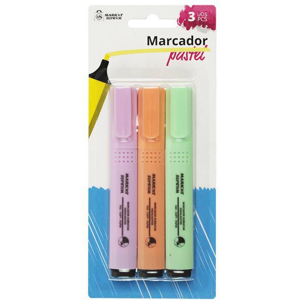 Pack de 3 Marcadores Fluorescentes Pastel Market Suprem