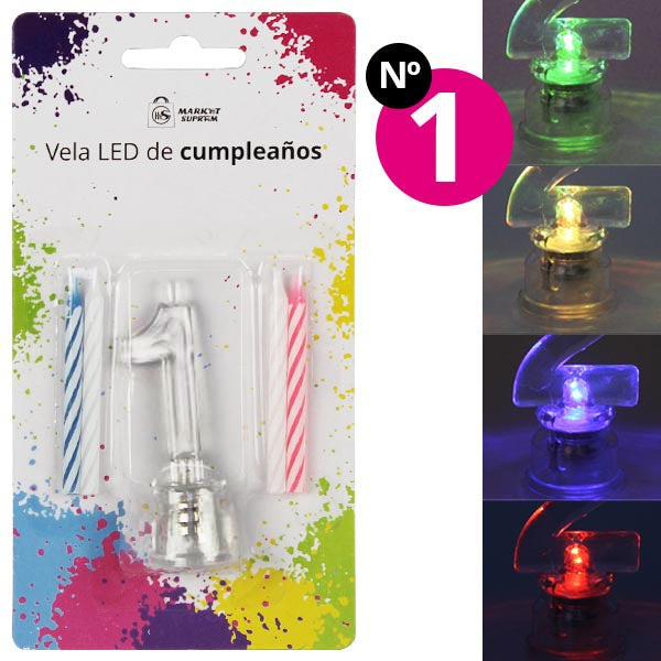 Vela LED de cumpleaños número 1 Market Suprem