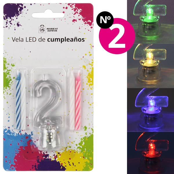 Vela LED de cumpleaños número 2 Market Suprem