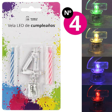 Vela Led De Cumpleños Nº4 Market Suprem