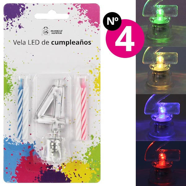 Vela Led De Cumpleños Nº4 Market Suprem