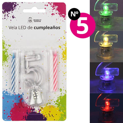 Vela Led De Cumpleños Nº5 Market Suprem