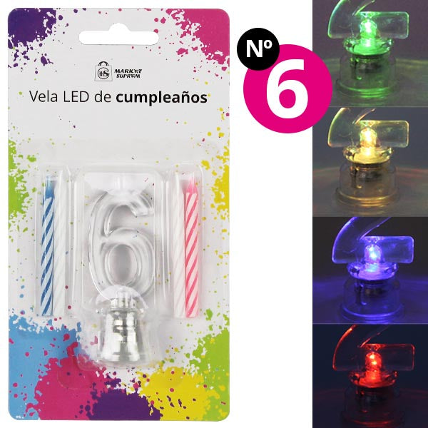 Vela Led De Cumpleños Nº6 Market Suprem