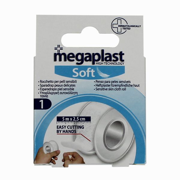 Rollo de Esparadrapo de Algodón "Soft" Megaplast - 1ud (5m x 2.5cm)