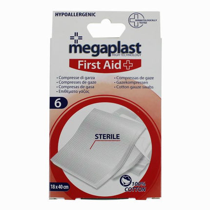 Gasa Esteril  de Algodón Megaplast - 6uds (18x40cm)