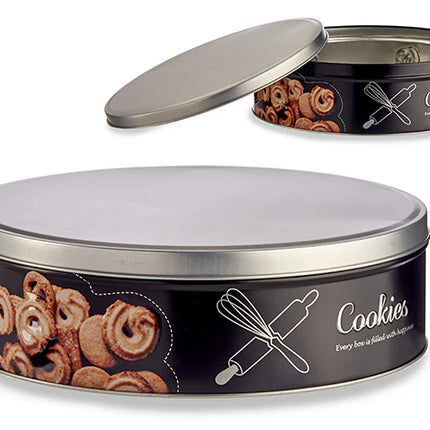 Caja Metálica Redonda para Galletas - Diseño Vintage y Elegante