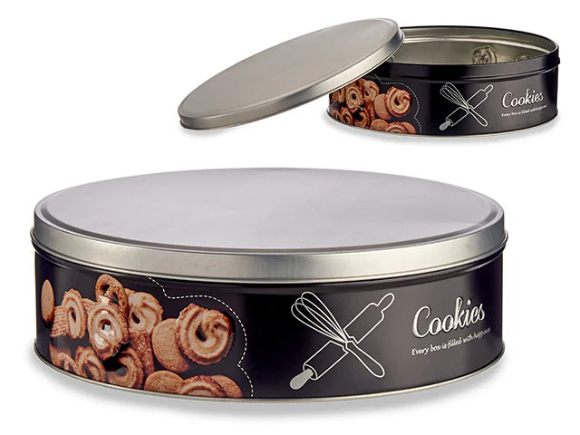 Caja Metálica Redonda para Galletas - Diseño Vintage y Elegante