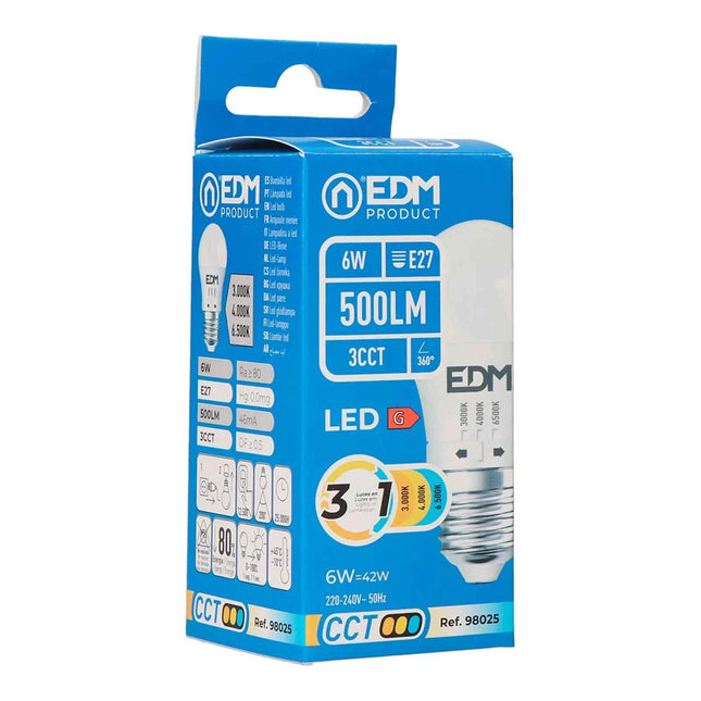 Bombilla Esférica LED P45 E27 6W 500Lm 3CCT - Ø45 x 88 mm