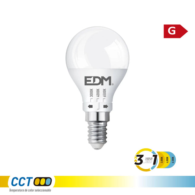 Bombilla Esférica LED E14 6W 500Lm 3CCT - Ø45 x 87 mm