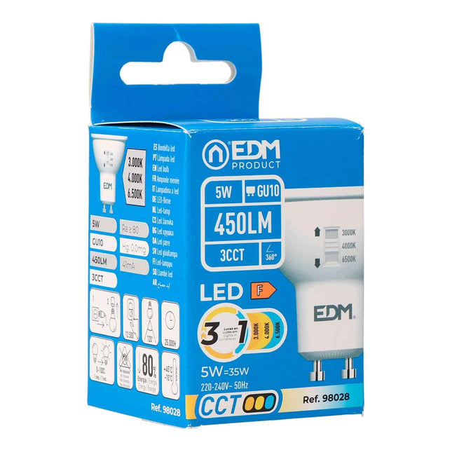 Bombilla Diodrica LED GU10 5W 450Lm 3CCT - Ø50 x 62 mm