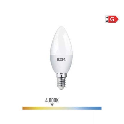 Bombilla Vela LED E14 5W 400Lm 400K Luz Dia - Ø3,5 x 10 cm
