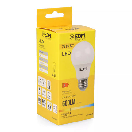Bombilla Estándar E27 7W 600Lm 4000K Luz de Dia - Ø6 x 10,8 cm