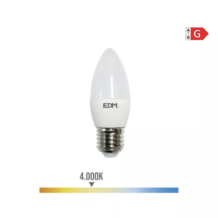 Bombilla Vela LED E27 5W 400Lm 4000K Luz Dia - Ø3,5 x 10 cm