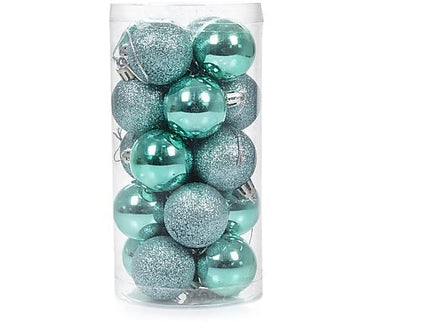 Conjunto de Bolas de Natal Turquesa Brilhantes e Foscas - Pacote de 20 Unidades