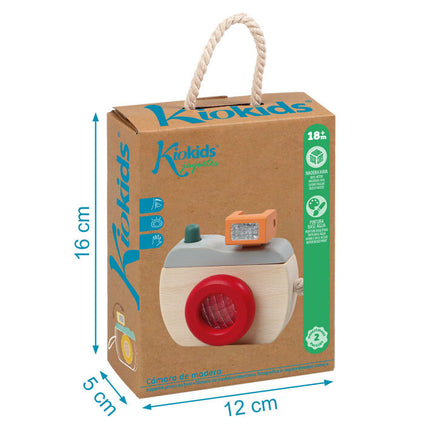 Cámara de Fotos de Madera Infantil KioKids – Juguete de Imitación con Sonido (+18 Meses)