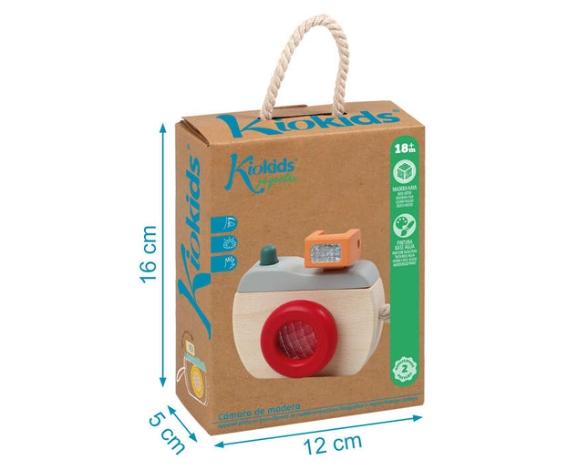 Cámara de Fotos de Madera Infantil KioKids – Juguete de Imitación con Sonido (+18 Meses)