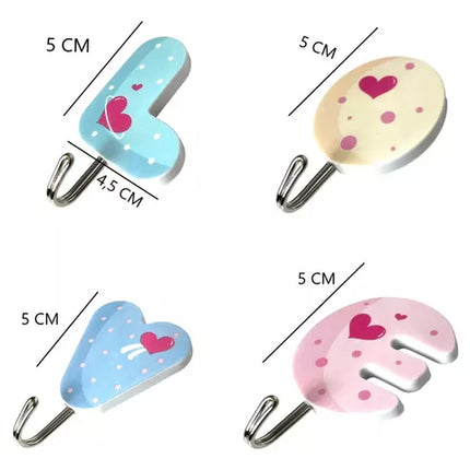 Ganchos Decorativos con Diseño de Corazón - Pack de 4