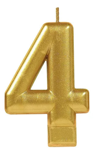 Vela de Cumpleaños Numérica Nº4 Dorada Atosa