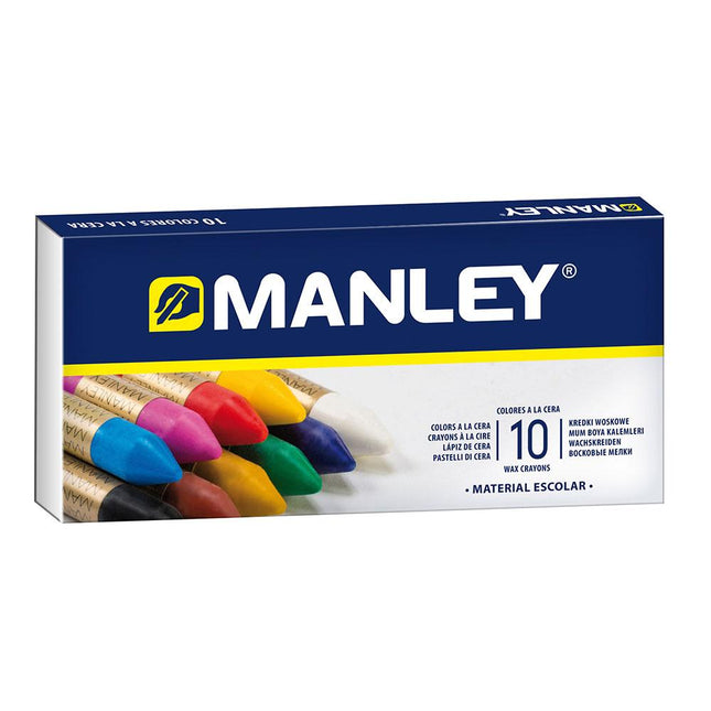 Ceras Manley 10 Colores – Lápices de Cera Escolar