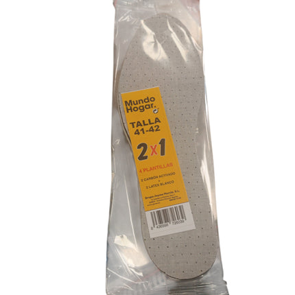Plantillas 2 Carbón Activo 2 Látex Blanco 2X1 Mundo Hogar - Talla 41/42
