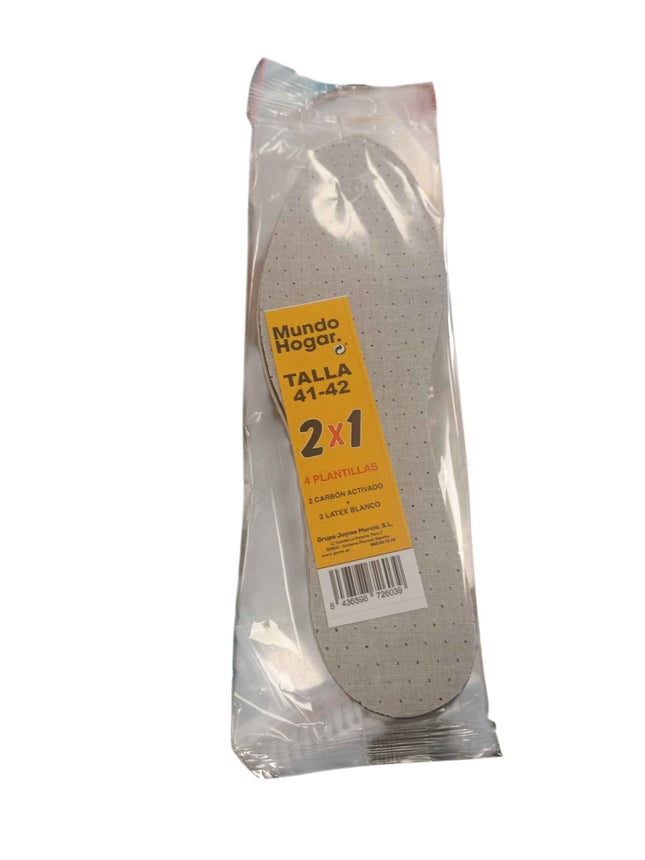 Plantillas 2 Carbón Activo 2 Látex Blanco 2X1 Mundo Hogar - Talla 41/42