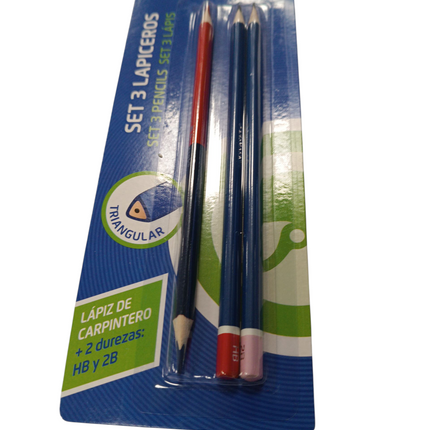 Set de 3 Lápices Bismark con Carpintero – HB y 2B