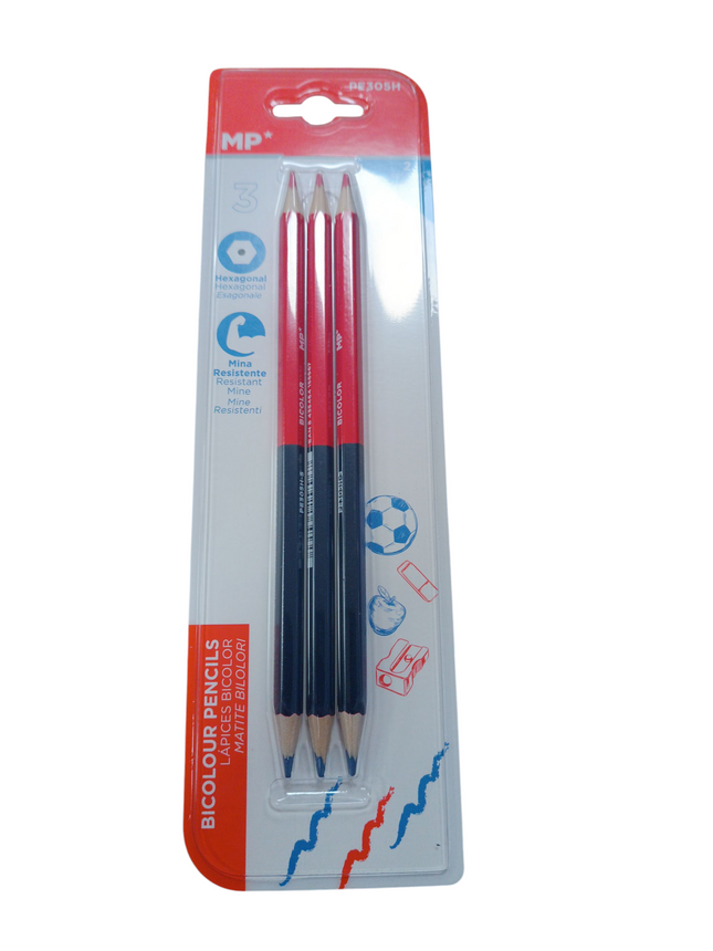 Lápices Bicolor MP (Rojo y Azul) – Pack 3 Unidades