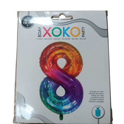 Globo Metalizado Multicolor 110CM Nº8 Xoko - 110cm