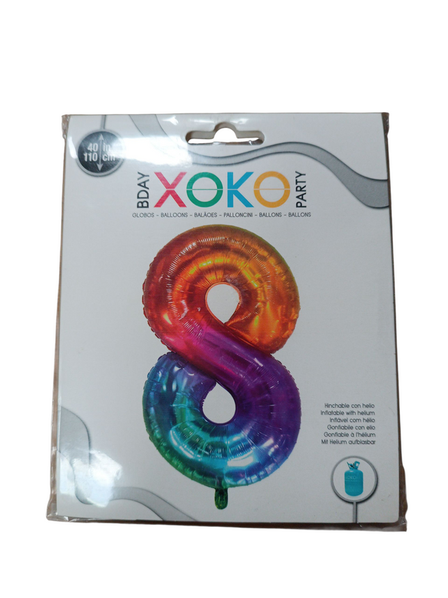 Globo Metalizado Multicolor 110CM Nº8 Xoko - 110cm
