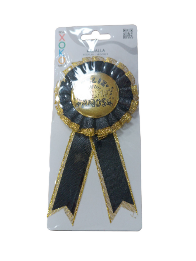 Medalla Feliz Cumpleaños Negra y Dorada - Xoko Party