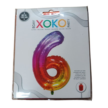 Globo Metalizado Multicolor 110CM Nº6 Xoko