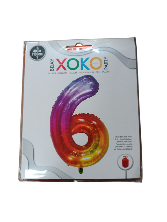 Globo Metalizado Multicolor 110CM Nº6 Xoko
