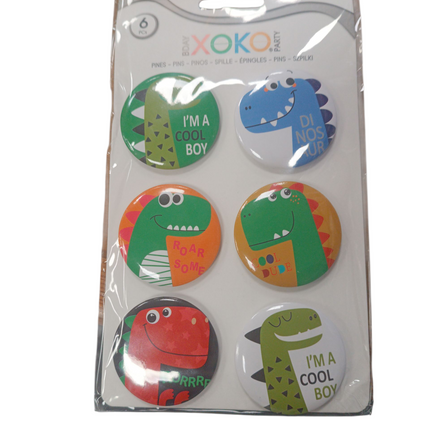 Set de Pins Dinosaurio Xoko Party – 6 uds