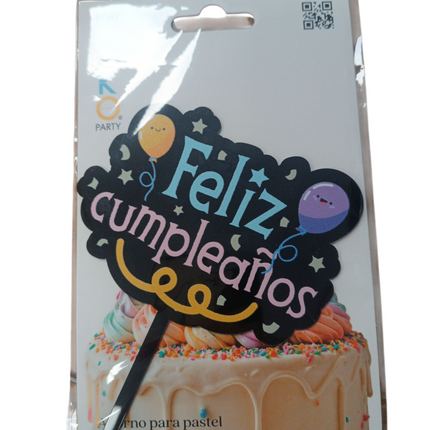 Adorno Para Pastel Feliz Cumpleaños Negro Xoko