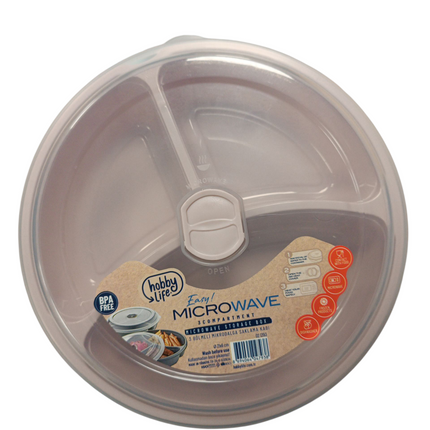 Fiambrera 3 Compartimentos con Tapa Apta para Microondas Hobby Life - 21X6Cm