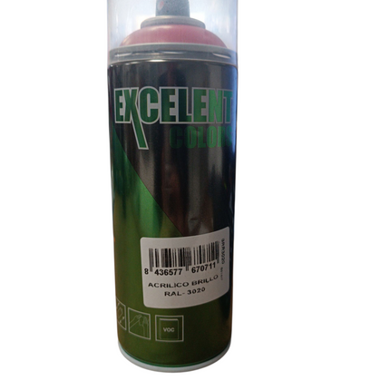 Spray Acrílico Brillo EXCELENT COLORS RAL 3020 – Rojo Vivo