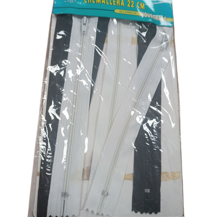 Pack de Cremalleras 22 cm (Blanco y Negro)