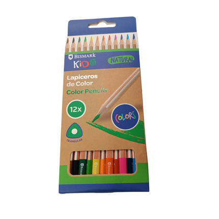 Lapiceros de Colores Bismark Kids Natural – 12 Unidades (Triangulares)