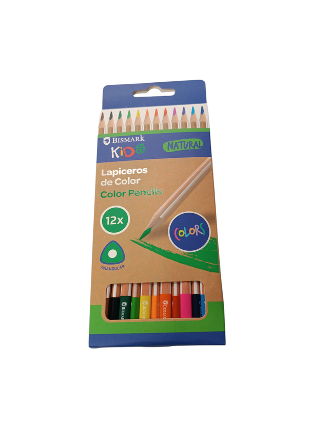 Lapiceros de Colores Bismark Kids Natural – 12 Unidades (Triangulares)