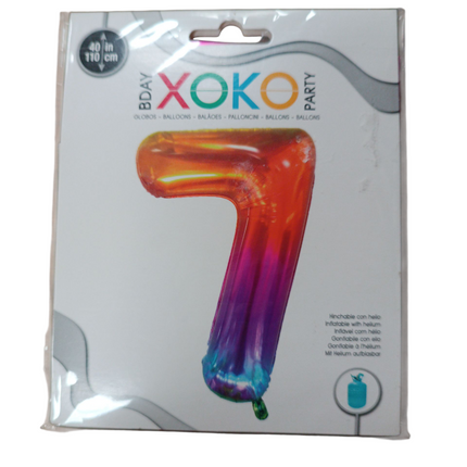 Globo Metalizado Multicolor 110CM Nº7 Xoko