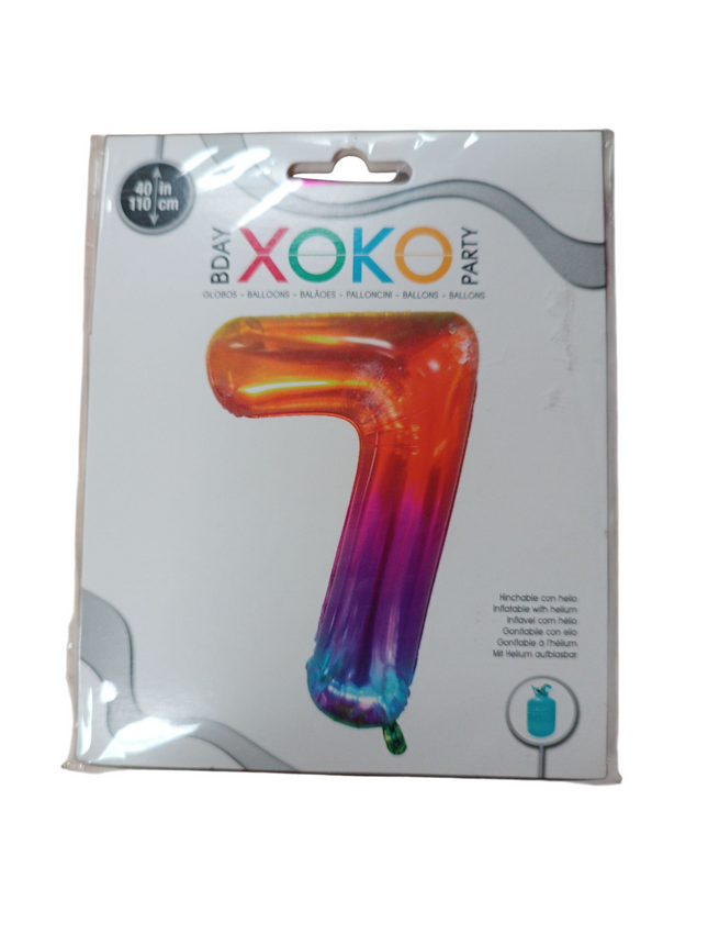 Globo Metalizado Multicolor 110CM Nº7 Xoko