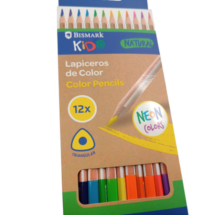 Lapiceros de Colores Bismark Kids Natural Neon (12 Unidades, Triangulares)