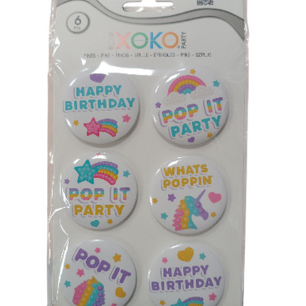 Chapas Pop It Party – Xoko (6 uds)