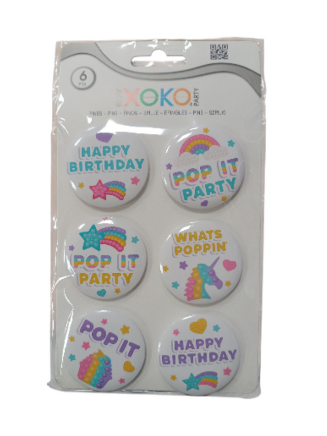 Chapas Pop It Party – Xoko (6 uds)