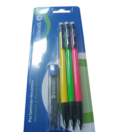 Portaminas Bismark 0,7 mm HB – Pack 3 unidades con recambio de minas